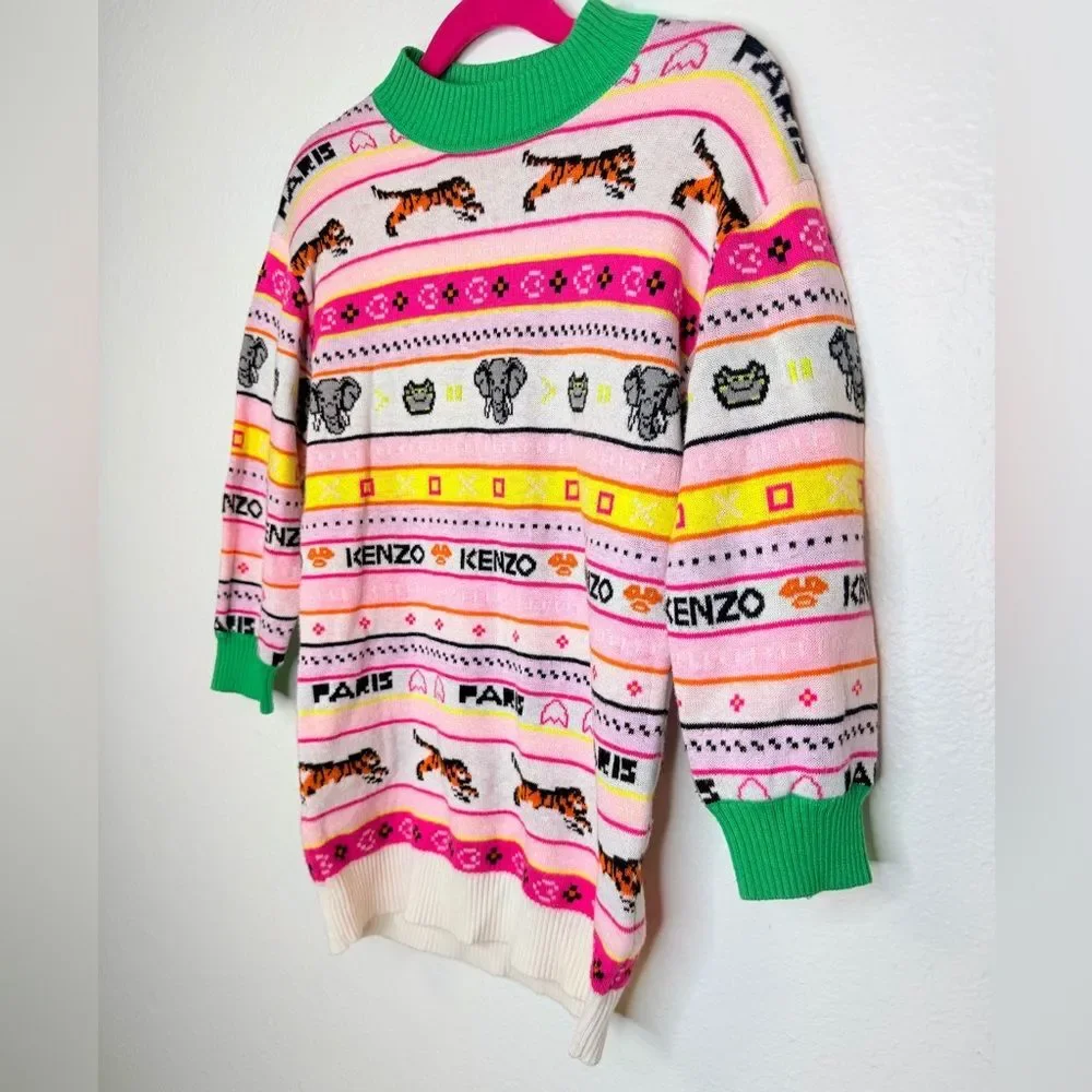 NWOT ✨ Kenzo ‘Jungle Games Mock Neck Sweater Dress’ Kids Size 5 $280